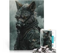 Puzzles 1000 pièces pour Adolescents Loup au Masque à gaz Réduction du Stress intéressante Cadeaux du Père Noël Secret 38x26cm