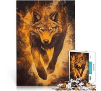 Puzzles 1000 pièces pour Adolescents Loup de Braise Jeu Familial Anti-Stress Défi Difficile pour la décoration intérieure 52x38cm