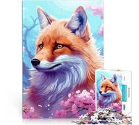 Puzzles 1000 pièces pour Adolescents Loup en Fleurs de Cerisier Jeux Jouets Cadeaux avec Affiche et Feuille de Questions correspondantes 26x38cm