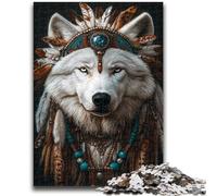Puzzles 1000 pièces pour Adolescents Loup Indien Anti-Stress Défi Difficile Chaque pièce est Unique - Jeu Familial Stimulant et Amusant 50x75cm