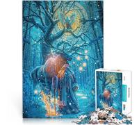 Puzzles 1000 pièces pour Adolescents Magie de la forêt hivernale avec Le Père Noël Jeux de détente décoration Murale 38x26cm
