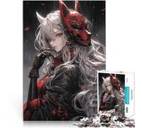 Puzzles 1000 pièces pour Adolescents Masque Kitsune Samouraï Assassin Fille Défi Difficile Cadeau d'anniversaire, Cadeaux 75x50cm