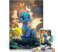 Puzzles 1000 pièces pour Adolescents Mignon Dinosaure Vert Réduction du Stress intéressante Cadeau d'anniversaire, Cadeaux 52x38cm
