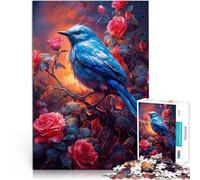 Puzzles 1000 pièces pour Adolescents Mignon Petit Oiseau Bleu Jouets de Divertissement Familial Œuvre d'art 38x52cm