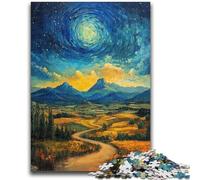 Puzzles 1000 pièces pour Adolescents Montagnes sous Le Ciel Nocturne Difficile à compléter mais Amusant et Humoristique avec Affiche Assortie et Feuille de Questions 26x38cm