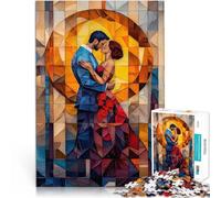 Puzzles 1000 pièces pour Adolescents Mosaïque de vitraux « Le Baiser » Jeu intellectuel Car C'est Un pour Toute la Famille 75x50cm
