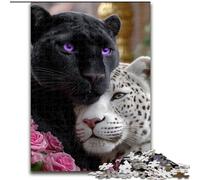 Puzzles 1000 pièces pour Adolescents, Motif léopard Noir et Blanc, Jouets éducatifs, Anti-Stress, Interaction Parent-Enfant (Taille 50x75cm)