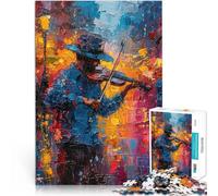 Puzzles 1000 pièces pour Adolescents Musicien de Rue avec Violon Jeux éducatifs Jouets DIY Améliorer la mémoire 52x38cm