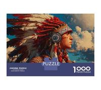 Puzzles 1000 Pièces pour Adolescents Native American Warrior Art Puzzle Jeux Relaxants, Amusants Et Humoristiques Cadeau d'anniversaire, Cadeaux, 70x50cm/1000pcs