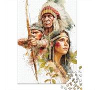Puzzles 1000 Pièces pour Adolescents Native American Warrior Family Puzzles pour Adolescents, Jouets, Décoration Murale, Cadeaux pour Femmes, Cadeau d'anniversaire, Cadeaux, 38x26cm/1000pcs