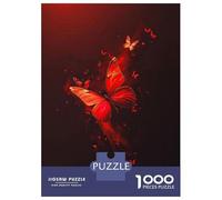 Puzzles 1000 Pièces pour Adolescents Neon Red Butterflies Puzzle Adulte Jouet Décoration Murale Vacances À La Maison Tuer Le Temps Aider À Stimuler Le Cerveau 52x38cm/1000pcs