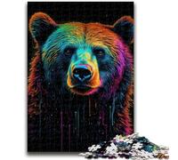 Puzzles 1000 pièces pour Adolescents Ours Brun Fluo Aide Le Cerveau à exercer Jouets addictifs pour cultiver la Patience Décoration Murale 50x75cm