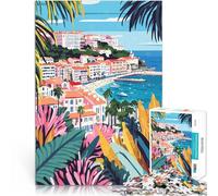 Puzzles 1000 pièces pour Adolescents Palmiers de la Côte d'Azur Défi Difficile pour soulager Le Stress Bon Cadeau 52x38cm