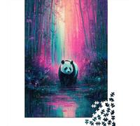 Puzzles 1000 Pièces pour Adolescents Panda Bamboo Forest Reflection Puzzles pour Adultes Jeux Relaxants Assemblage De Motifs Cadeau d'anniversaire, Cadeaux, 52x38cm/1000pcs