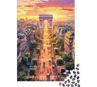 Puzzles 1000 Pièces pour Adolescents Paris Arc De Triomphe Sunset Puzzles pour Adultes Jeux Relaxants Assemblage De Motifs Cadeau d'anniversaire, Cadeaux, 70x50cm/1000pcs