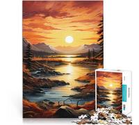 Puzzles 1000 pièces pour Adolescents Paysage au Coucher du Soleil Jouets à Faire soi-même Cadeaux du Père Noël Secret 50x70cm