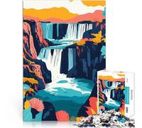 Puzzles 1000 pièces pour Adolescents Paysage de Cascade Minimaliste Jeu de Quiz avec des pièces de Formes aléatoires entièrement imbriquées 50x70cm