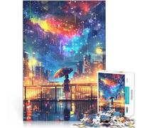Puzzles 1000 pièces pour Adolescents Paysage Urbain Nocturne pluvieux défi éducatif Jeu éducatif pour Anniversaire, Noël 52x38cm