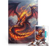 Puzzles 1000 pièces pour Adolescents Peinture à l'huile de Dragon Ardent Jeux de détente est idéal comme Cadeau pour Toute la Famille 75x50cm