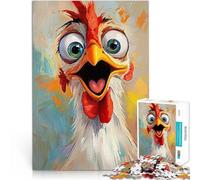 Puzzles 1000 pièces pour Adolescents Peinture à l'huile de Poulet drôle Jouets éducatifs est idéal comme Cadeau pour Toute la Famille 50x70cm
