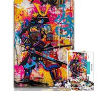 Puzzles 1000 pièces pour Adolescents, Peinture à l'huile Ninja Samouraï, Puzzle Adulte, Jeux Amusants, Chaque pièce est Unique - Jeu Familial Stimulant (Taille 38x26cm)