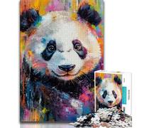 Puzzles 1000 pièces pour Adolescents, Peinture à l'huile Panda, Jeu Stimulant, idéal comme Cadeau pour Toute la Famille (38x26cm)