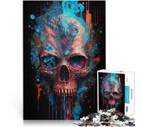 Puzzles 1000 pièces pour Adolescents Peinture Abstraite de crâne Analyse et logique Cadeau d'anniversaire, Cadeaux, décoration Murale 75x50cm