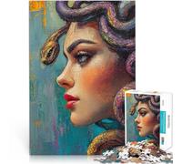 Puzzles 1000 pièces pour Adolescents Peinture Artistique Méduse Jeu Familial Anti-Stress Défi Difficile décoration Murale 52x38cm