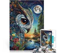 Puzzles 1000 pièces pour Adolescents Peinture Couleur Hibou Jouets éducatifs d'apprentissage Super Cadeau 52x38cm