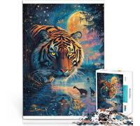 Puzzles 1000 pièces pour Adolescents Peinture Couleur Tigre Jouets de Jeu pour Cadeau Familial Idées Cadeaux 38x26cm