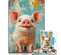 Puzzles 1000 pièces pour Adolescents, Peinture de bébé Cochon, Jeux Amusants en Famille, activités Amusantes à la Maison, Cadeau d'anniversaire, Cadeaux de Voyage (75x50cm)