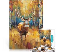 Puzzles 1000 pièces pour Adolescents Peinture de cerf d'automne Jouets éducatifs d'apprentissage Décoration Parfaite 52x38cm