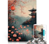 Puzzles 1000 pièces pour Adolescents Peinture de Jardin Japonais Entraînez Votre Cerveau et Vos Mains Jeu de défi Unique 38x26cm
