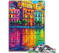 Puzzles 1000 pièces pour Adolescents Peinture du Front de mer de Naples, Italie Jeu Familial Anti-Stress Défi Difficile Convient aux Couples 50x75cm