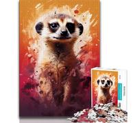 Puzzles 1000 pièces pour Adolescents, Peinture d'un Suricate, Puzzles pour Adultes, Anti-Stress, séjour, Tue-Temps, Interaction Parent-Enfant (Taille 38x26cm)