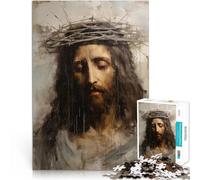 Puzzles 1000 pièces pour Adolescents Peinture Vintage de Jésus Jeu Familial Anti-Stress Défi Difficile Bon Cadeau 75x50cm