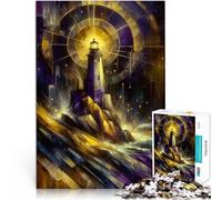 Puzzles 1000 pièces pour Adolescents Phare dans la lumière dorée Jeux éducatifs Jouets DIY Interaction Parent-Enfant 50x70cm