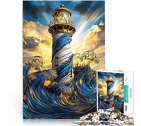 Puzzles 1000 pièces pour Adolescents Phare dans Une mer agitée Jeux éducatifs Décoration d'intérieur Décoration Parfaite 38x26cm
