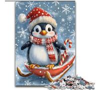 Puzzles 1000 pièces pour Adolescents Pingouin de Noël Jeu éducatif Familial Décoration Murale Cadeaux d'anniversaire et de Noël Uniques (Taille 26x38cm)