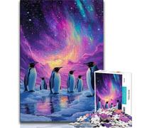 Puzzles 1000 pièces pour Adolescents Pingouins sous l'aurore 1000 pièces pour Adultes, Jeu Familial Anti-Stress, défi Difficile adapté aux Couples (Taille 75x50cm)
