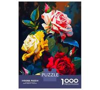 Puzzles 1000 Pièces pour Adolescents Pink Red Yellow Roses Puzzle Jeux Relaxants, Amusants Et Humoristiques Cadeau d'anniversaire, Cadeaux, 52x38cm/1000pcs
