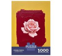 Puzzles 1000 Pièces pour Adolescents Pink Rose on Red and Yellow Puzzles pour Adolescents, Jouets Anti-Stress, Difficile, Excellent Cadeau pour Les Jeux 38x26cm/1000pcs