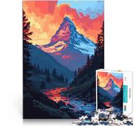 Puzzles 1000 pièces pour Adolescents Pixel Art de Montagne Suisse Difficile et défi Car C'est Un pour Toute la Famille 38x26cm