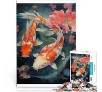 Puzzles 1000 pièces pour Adolescents Poisson Koi Japonais Défi Difficile pour soulager Le Stress Améliorer la mémoire 26x38cm