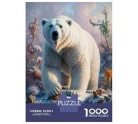 Puzzles 1000 Pièces pour Adolescents Polar Bear Ice King Puzzle Jouet Décoration Murale Vacances À La Maison Cadeaux pour Les Amis Et La Famille 38x26cm/1000pcs