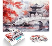 Puzzles 1000 pièces pour Adolescents Pont de Jardin Japonais Réduction du Stress intéressante Une œuvre d'art 52x38cm