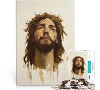 Puzzles 1000 pièces pour Adolescents Portrait Abstrait de Jésus-Christ Jeu Stimulant Liste de souhaits avec Le Père Noël 38x26cm