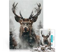 Puzzles 1000 pièces pour Adolescents Portrait de cerf Jouets de Divertissement Familial Car C'est Un pour Toute la Famille 52x38cm