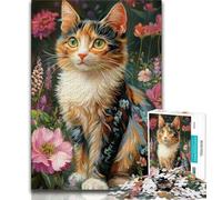 Puzzles 1000 pièces pour Adolescents, Portrait de Chat, Puzzle 1000 pièces, Cadeaux d'anniversaire Uniques pour Les Adolescents de 14 Ans et Plus (Taille 38x26cm)