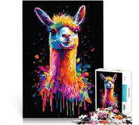 Puzzles 1000 pièces pour Adolescents Portrait de Lama coloré Jouets Jeux éducatifs Soulagement du Stress Une œuvre d'art 52x38cm